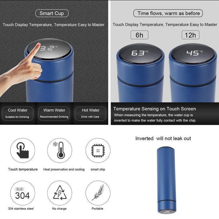 Temperature Display Vacuum Insulated Water Bottle