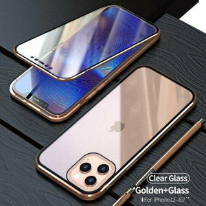 Upgraded Two Side Tempered Glass Magnetic Adsorption Phone Case for iPhone