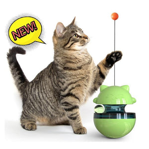 4 in 1 Cat Toy - Cat Feeder+Track Ball+Funny Cat Stick+Tumbler