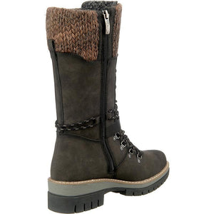 Women Buckle Lace Knitted Mid-calf Boots