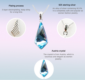 925 crystal pendant sterling silver necklace