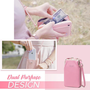 Leather One-Shoulder Phone Wallet Bag