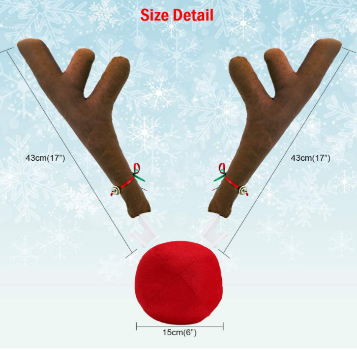 🔥Christmas Hot Sale🔥Car Reindeer Antlers & Nose Decorations