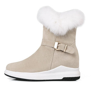 Women's Fashion Buckle Decoration Zipper Warm Fur Lining Casual Short Boots