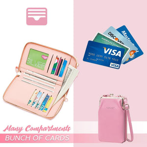 Leather One-Shoulder Phone Wallet Bag