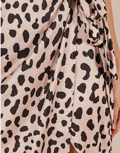 Custom Ladies New Design Leopard Print Satin Wrap Midi Skirt