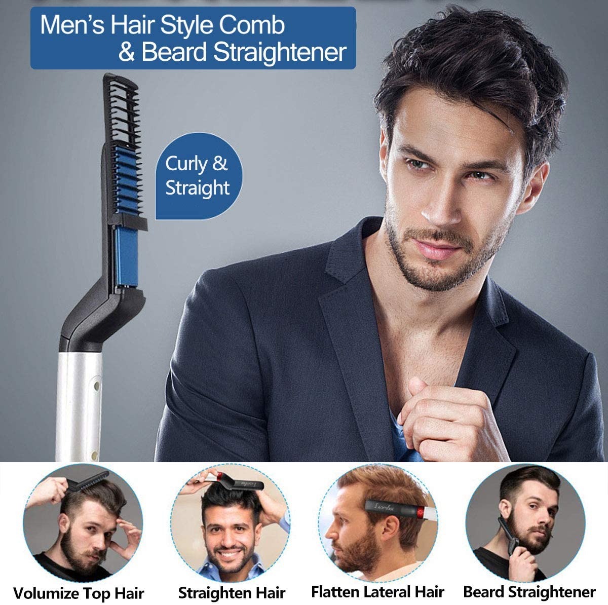 Electric hot comb hair & beard straightener
