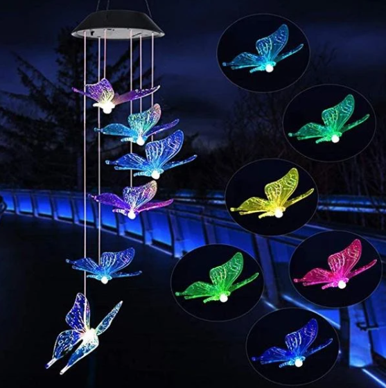 Color-Changing Solar LED Waterproof Hummingbird Wind Chimes