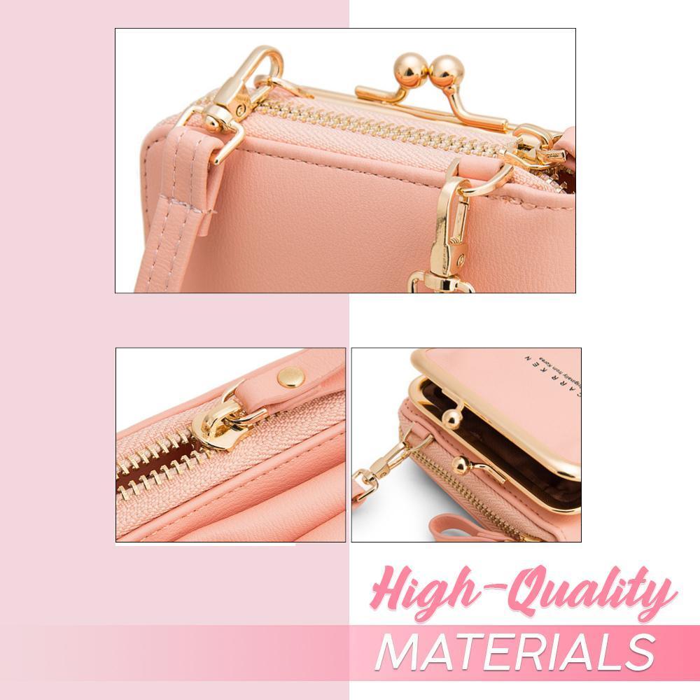 Leather One-Shoulder Phone Wallet Bag