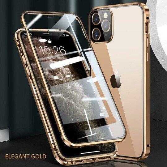 Upgraded Two Side Tempered Glass Magnetic Adsorption Phone Case for iPhone