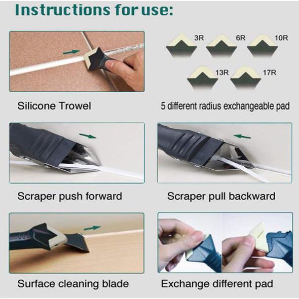 3 in 1 Silicone Caulking Tools（stainless steelhead）