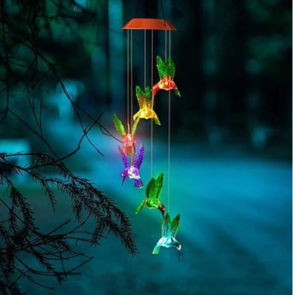 Color-Changing Solar LED Waterproof Hummingbird Wind Chimes