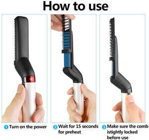 Electric hot comb hair & beard straightener