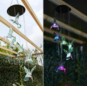 Color-Changing Solar LED Waterproof Hummingbird Wind Chimes