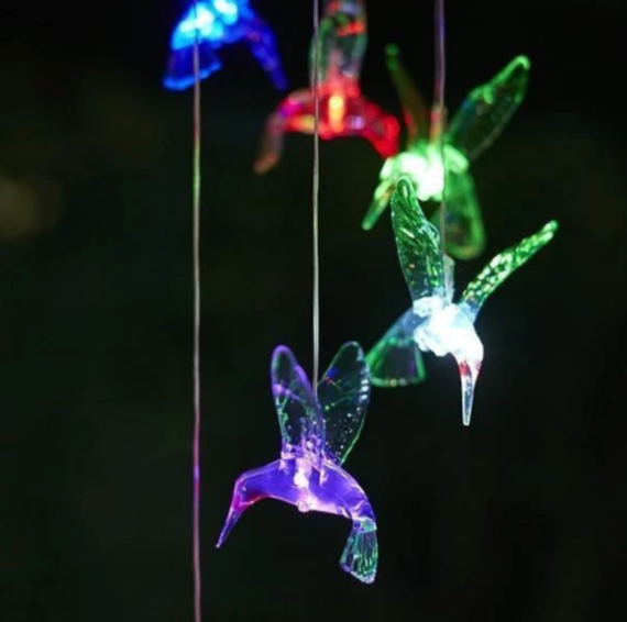 Color-Changing Solar LED Waterproof Hummingbird Wind Chimes