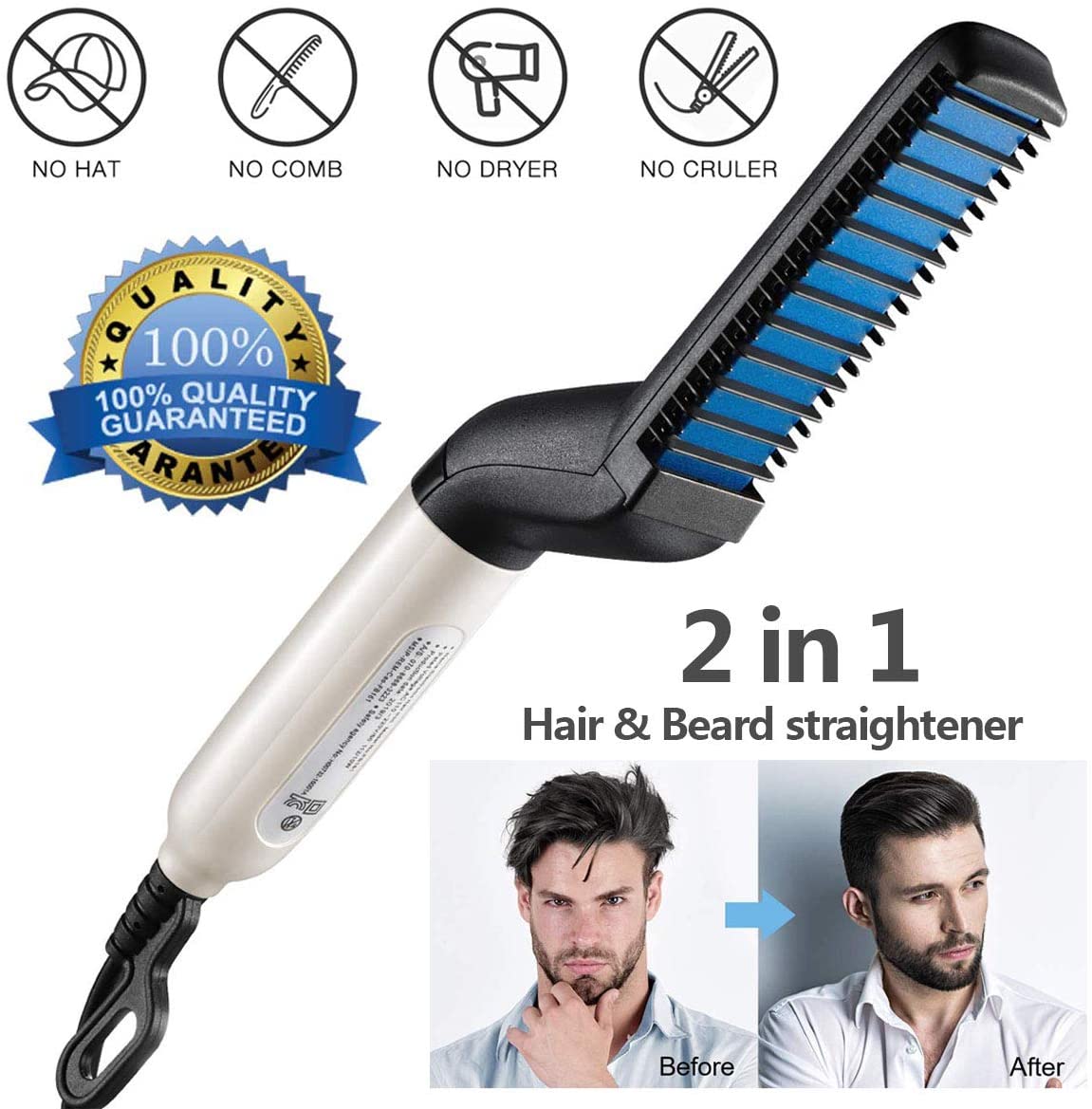 Electric hot comb hair & beard straightener