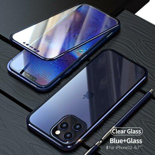 Upgraded Two Side Tempered Glass Magnetic Adsorption Phone Case for iPhone