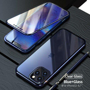 Upgraded Two Side Tempered Glass Magnetic Adsorption Phone Case for iPhone