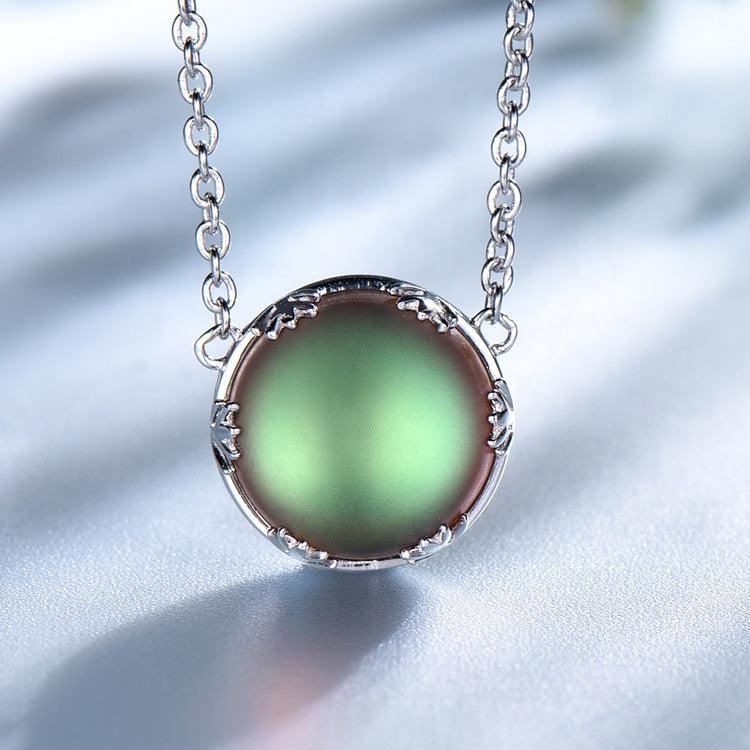 S925 Silver Halo Crystal Gradient Aurora Necklace