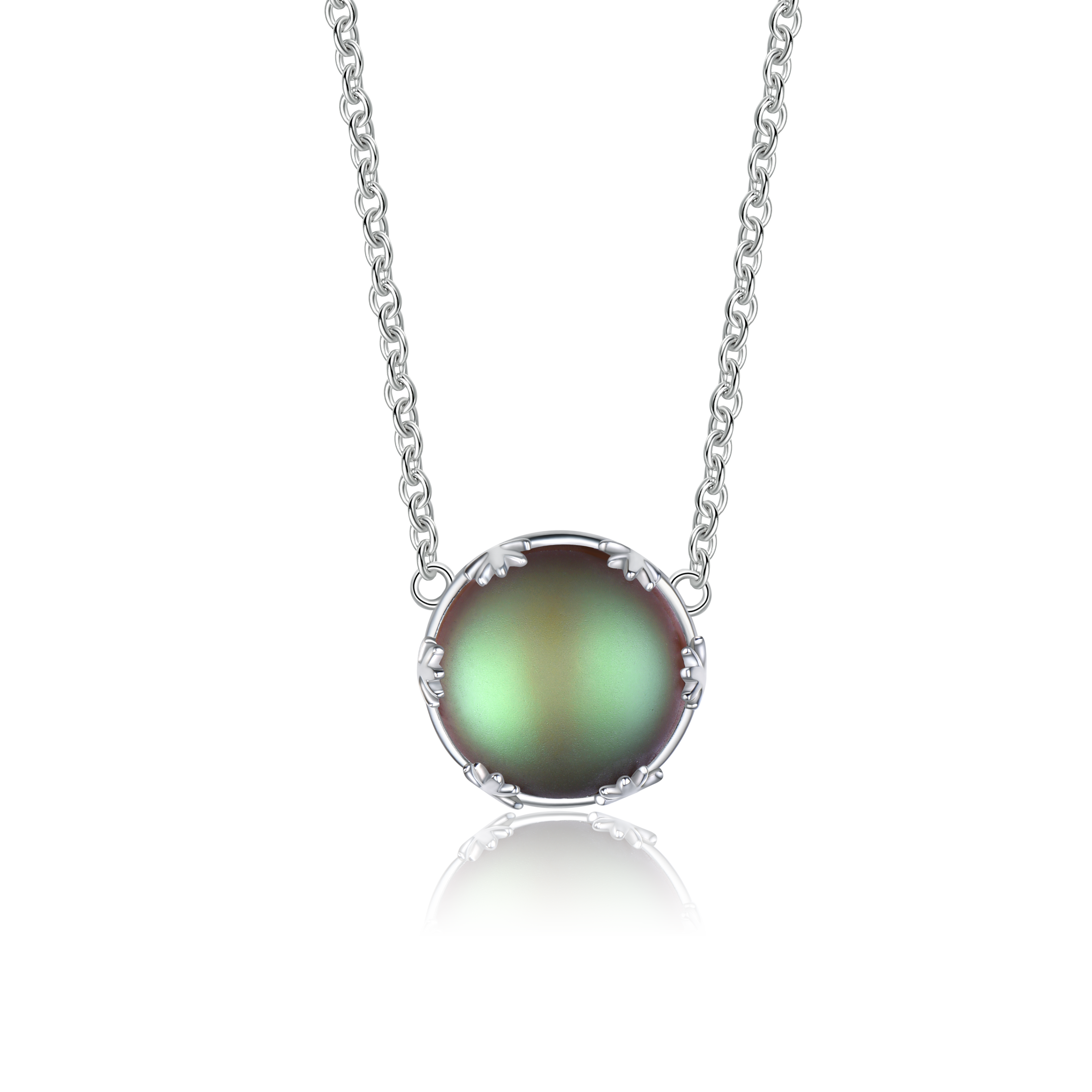 S925 Silver Halo Crystal Gradient Aurora Necklace