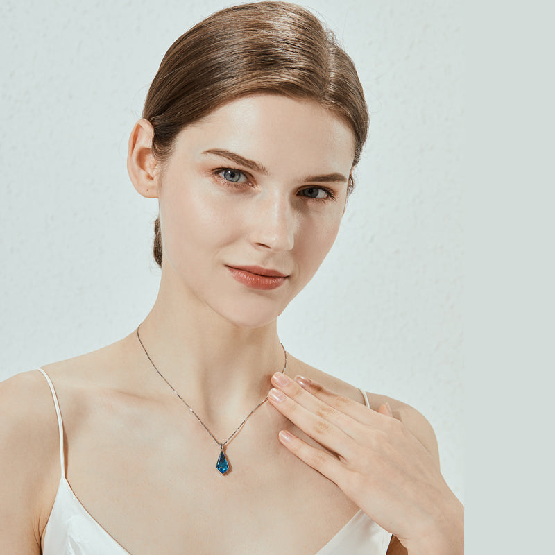 925 crystal pendant sterling silver necklace