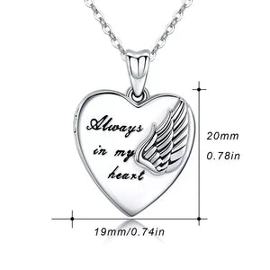 Always in my heart Angel Wings Pendant