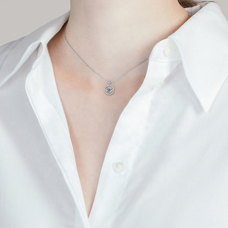 925 Sold Sterling Silver Necklace Moissanite Diamond Necklace