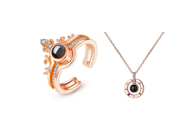 100 Languages "I LOVE YOU" Ring，Necklace(Ring is adjustable)