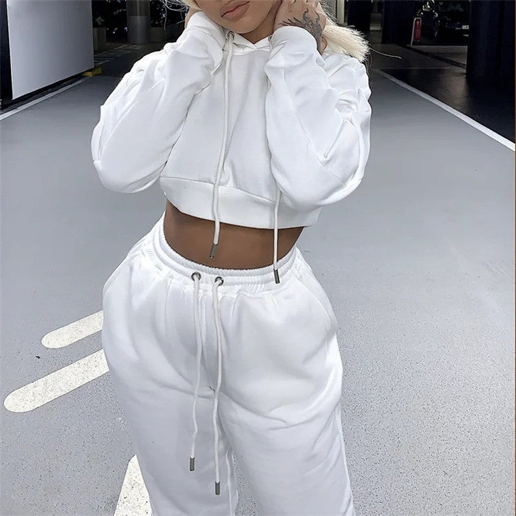 Casual wool lining 2-piece women's sweat suit