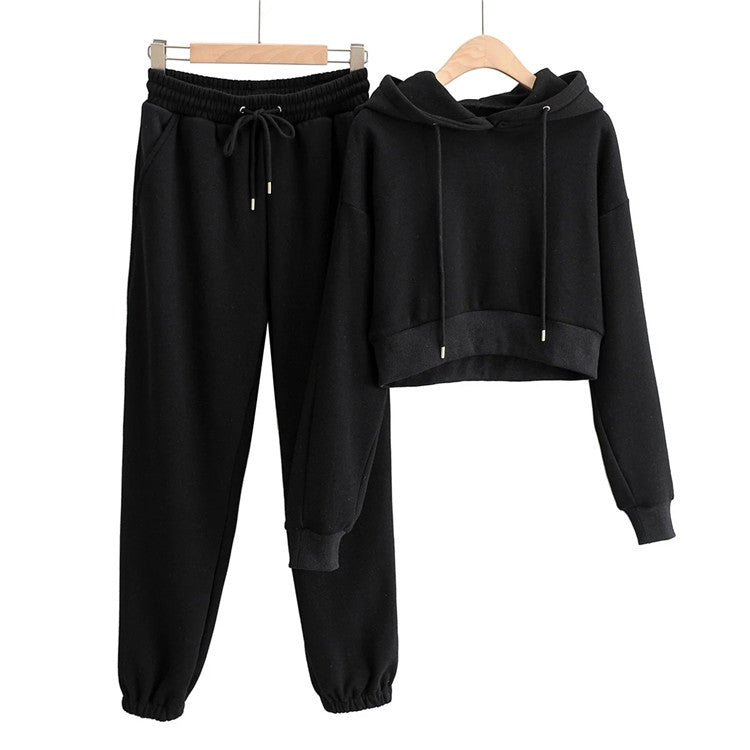 Casual wool lining 2-piece women's sweat suit