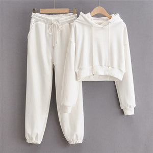 Casual wool lining 2-piece women's sweat suit