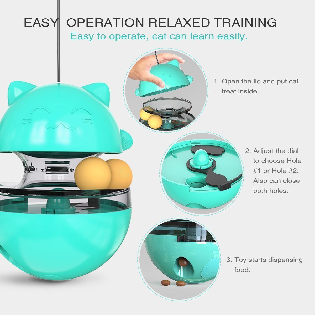 4 in 1 Cat Toy - Cat Feeder+Track Ball+Funny Cat Stick+Tumbler