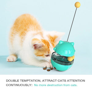 4 in 1 Cat Toy - Cat Feeder+Track Ball+Funny Cat Stick+Tumbler