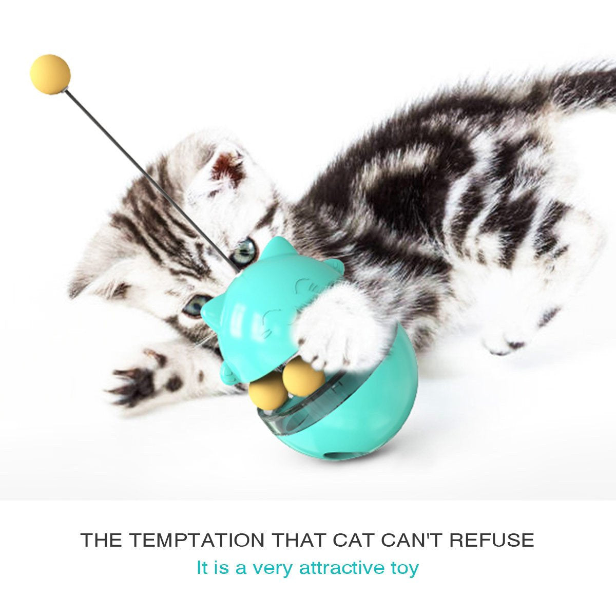 4 in 1 Cat Toy - Cat Feeder+Track Ball+Funny Cat Stick+Tumbler